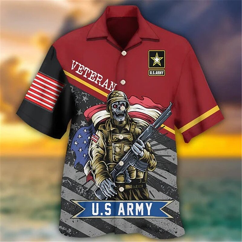 Camisa con botones y bandera estadounidense del Día de la Independencia de Estados Unidos