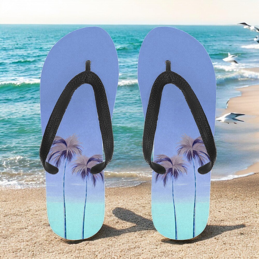 Hawaiian Coconut Tree Pattern Beach Flip Flops