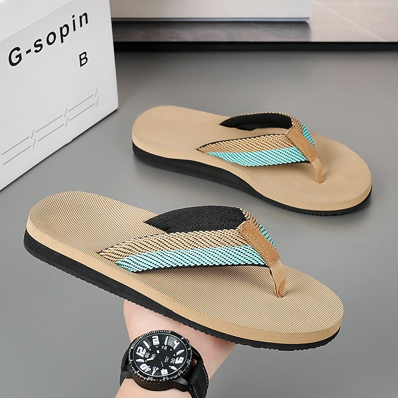 Red Flip-Flops with Black & Gold Stripes