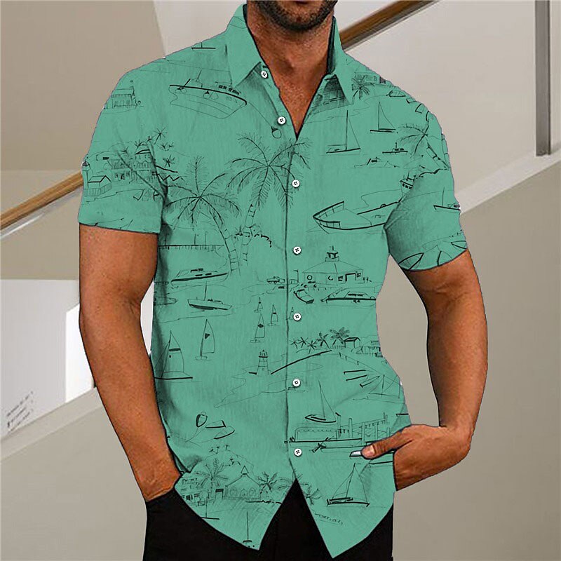 Coconut Tree Graffiti Aloha Shirt