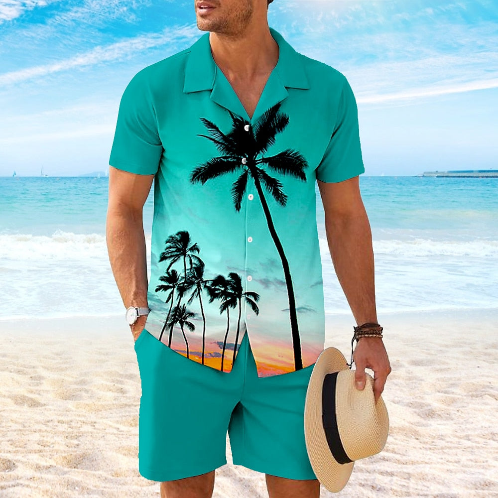 Coconut Palm 2-Piece Hawaiian Shirt Set