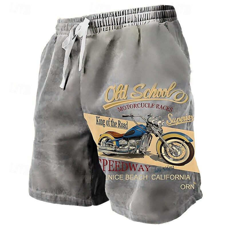 Letter Graphic Prints Motorcycle Sweat Shorts
