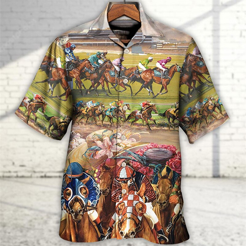 Camiseta de carreras de caballos Kentucky Derby, cerveza, camisa hawaiana de verano