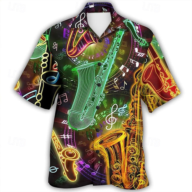 Camiseta de verano con música hawaiana y guitarra