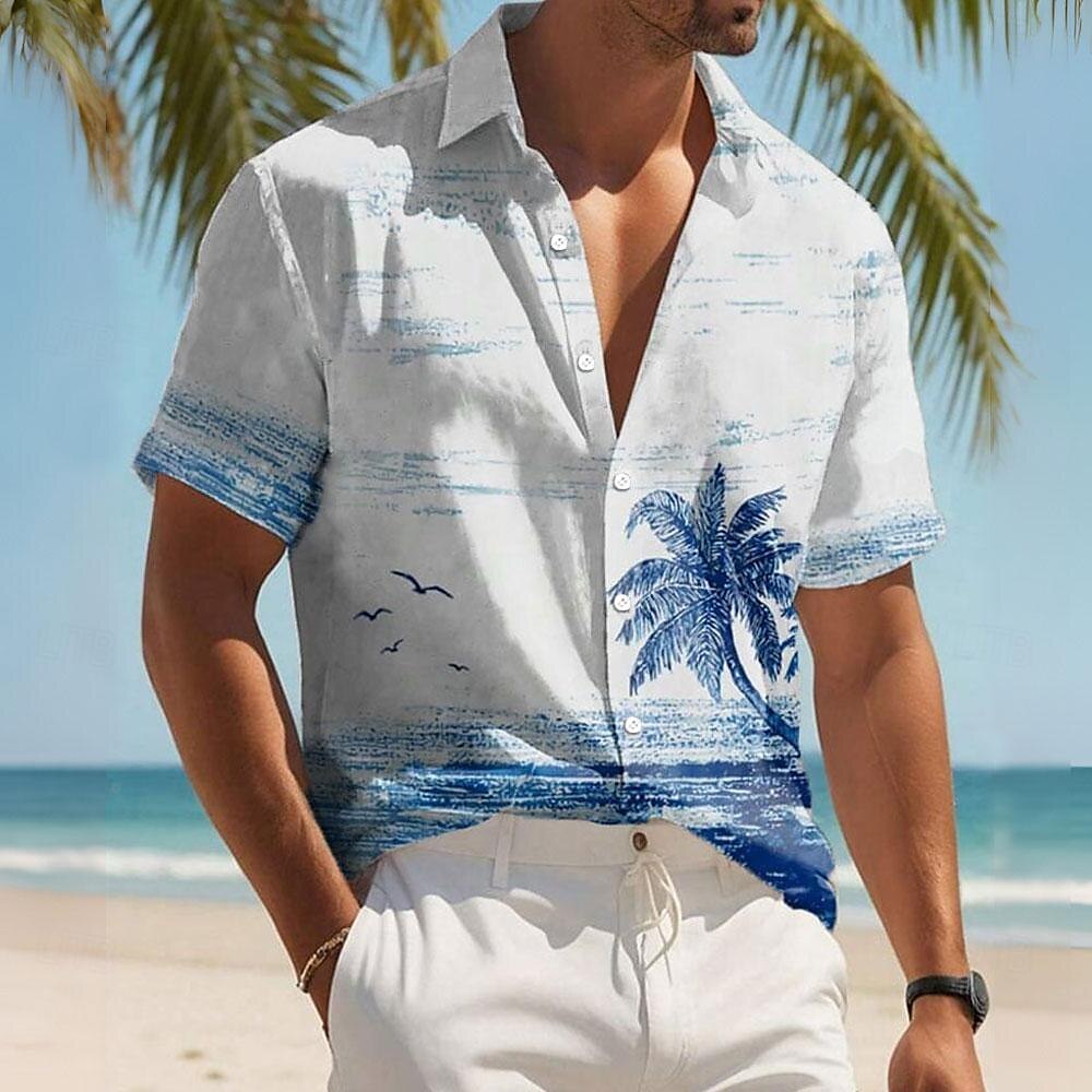 Camiseta con plantas tropicales, palmeras y cocoteros
