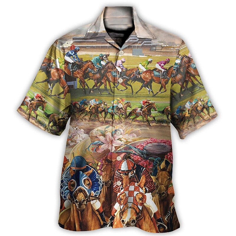 Camiseta de carreras de caballos Kentucky Derby, cerveza, camisa hawaiana de verano