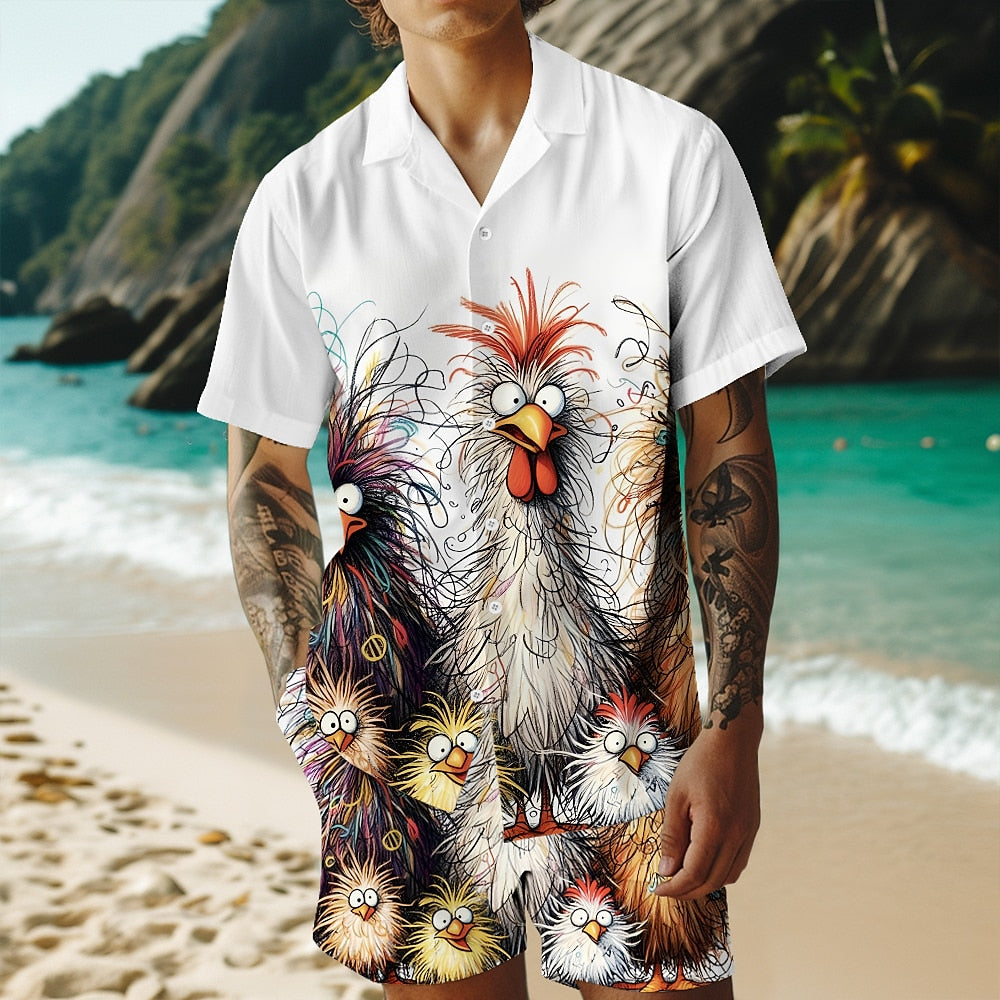 Funny Rooster Shirt and Shorts Set