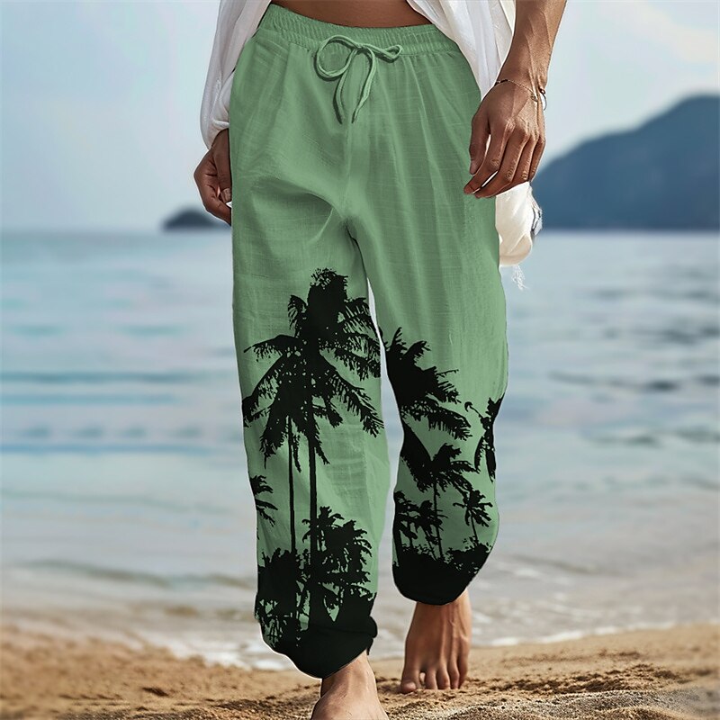 Coconut Tree Linen Baggy Pants
