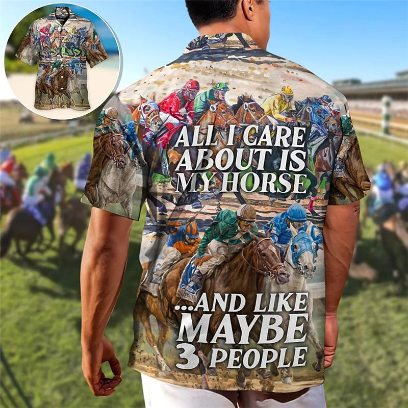 Camiseta de carreras de caballos Kentucky Derby, cerveza, camisa hawaiana de verano
