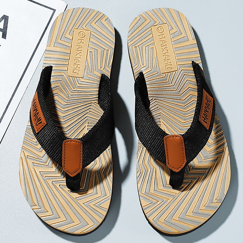 Red & Black Geometric Fashion Flip-Flops