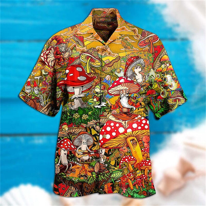 Camisa de hongo Camisa hawaiana de verano Camisa Aloha Camisa