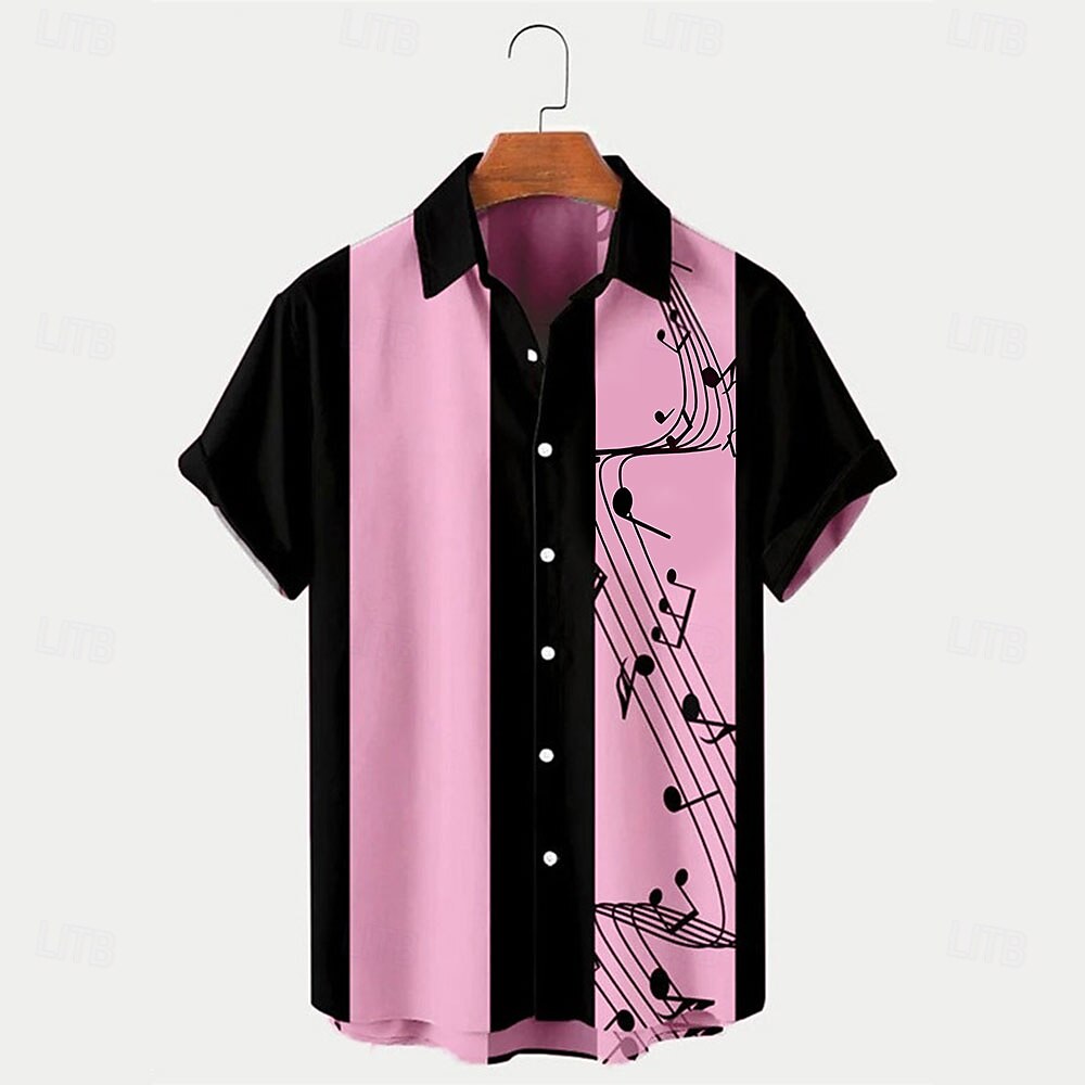 Camisa de bolos de verano con notas musicales