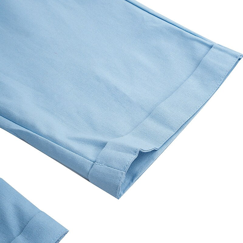 Linen Straight-Leg Business Pants