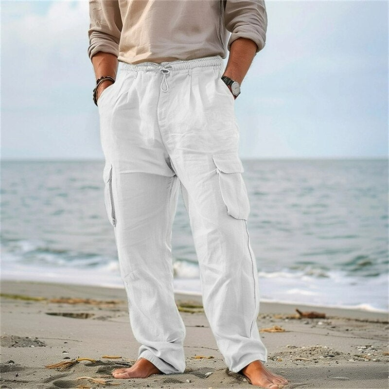 Multi-Pocket Cargo Drawstring Pants