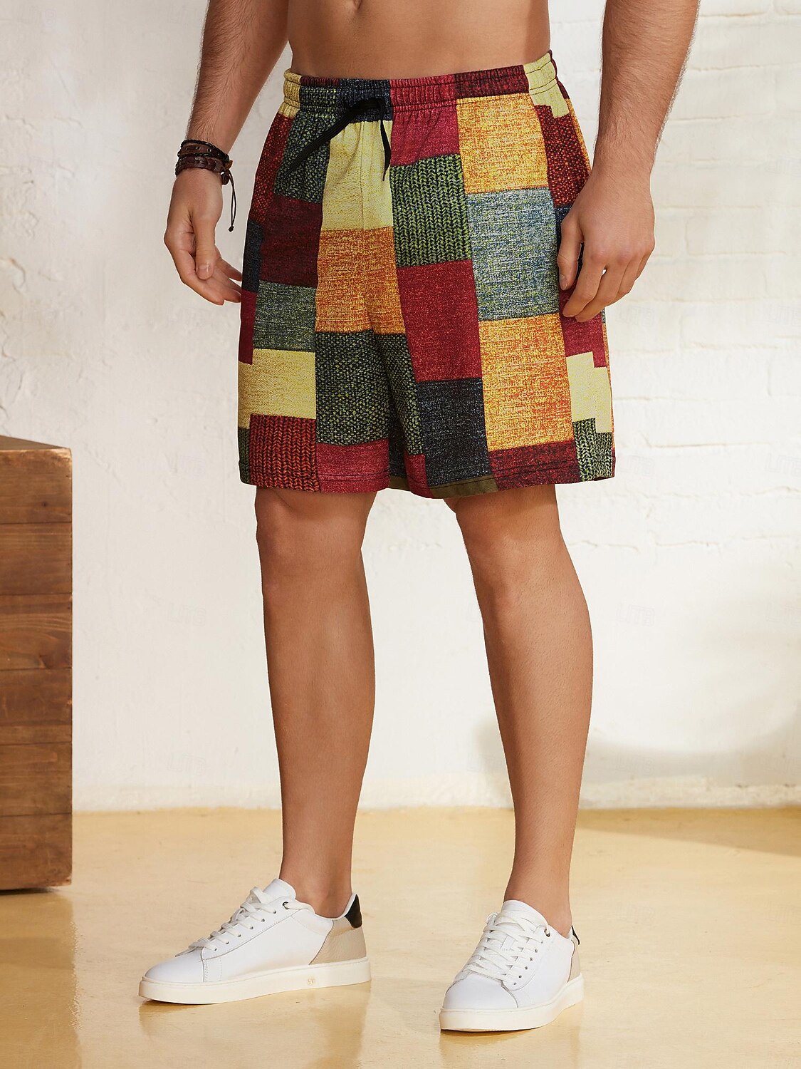 Graphic Color Block Patchwork Shorts