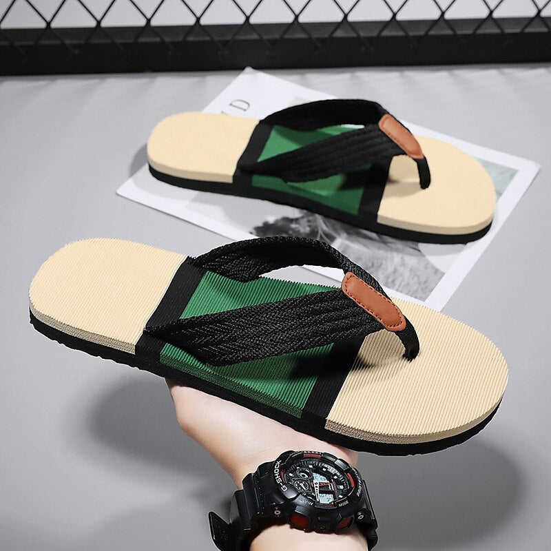 Colorblocked Mesh Strap Flip Flops