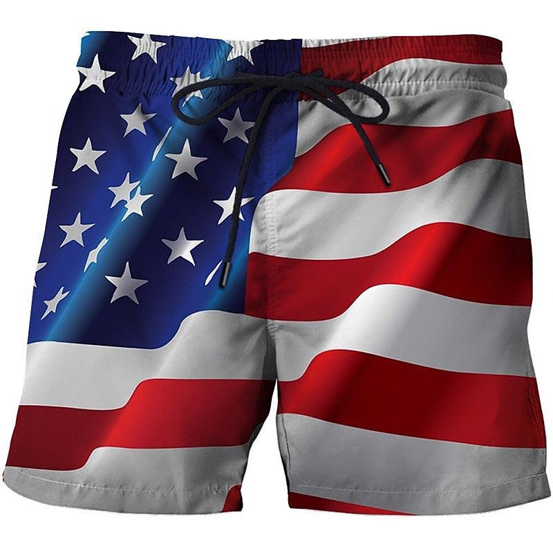 Bañador con bandera estadounidense y pantalones cortos