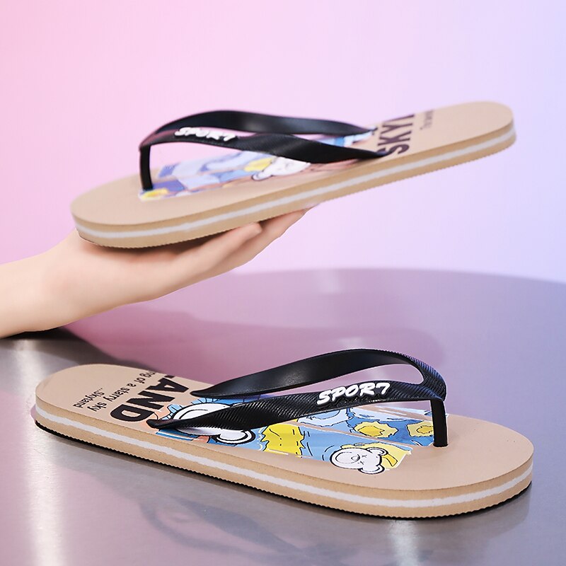 Playful Blue Cartoon Dog Flip-Flops