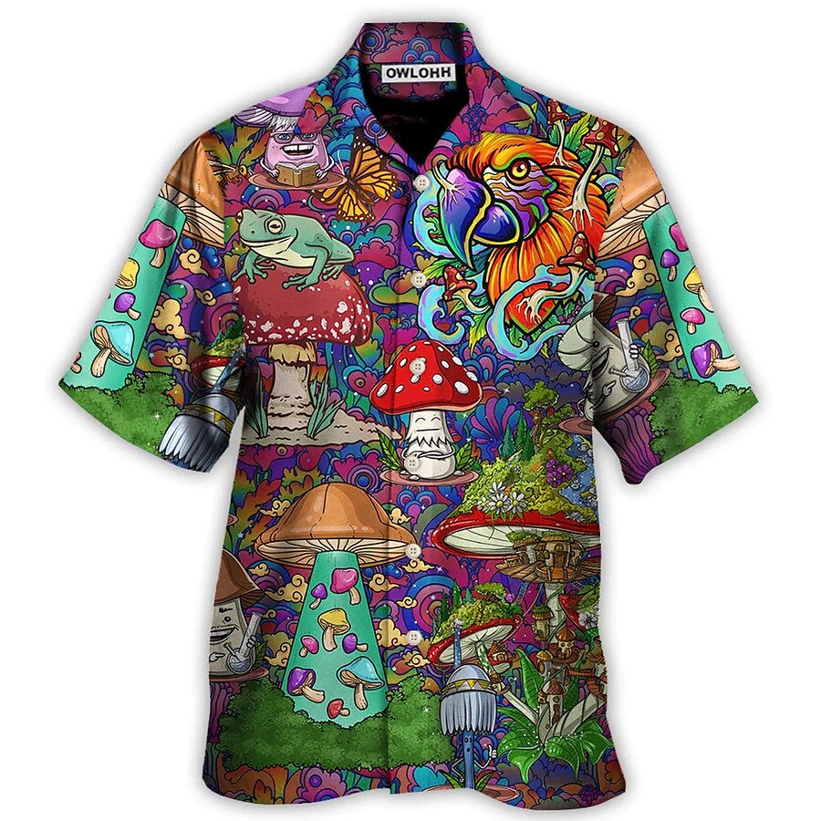 Camisa de hongo Camisa hawaiana de verano Camisa Aloha Camisa
