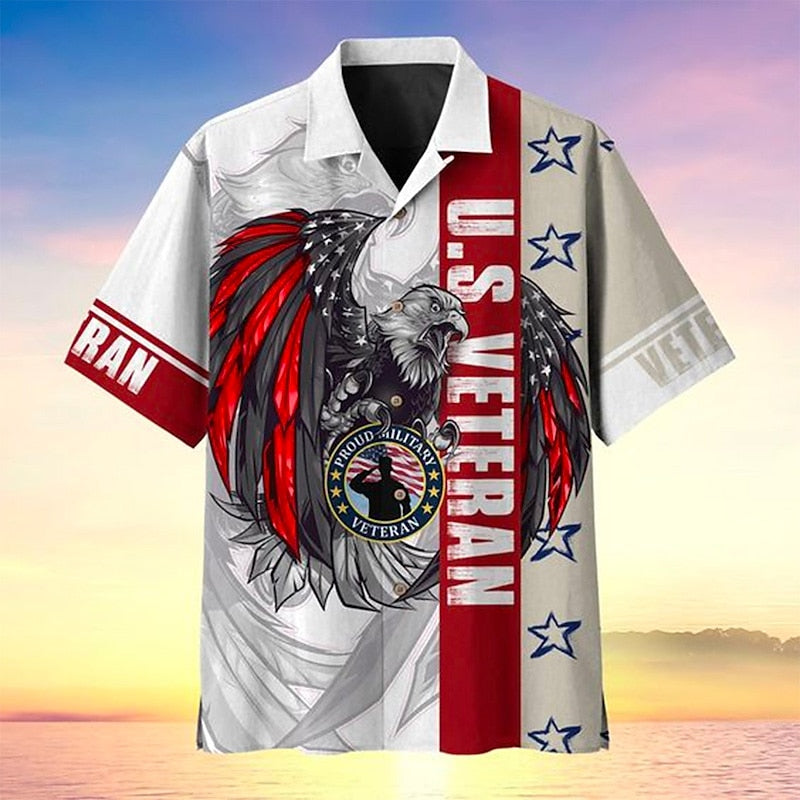 Camisa con botones y bandera estadounidense del Día de la Independencia de Estados Unidos