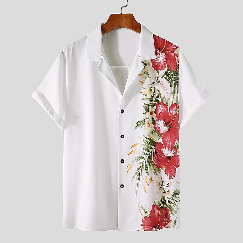 Camisa floral Camisa abotonada Manga corta