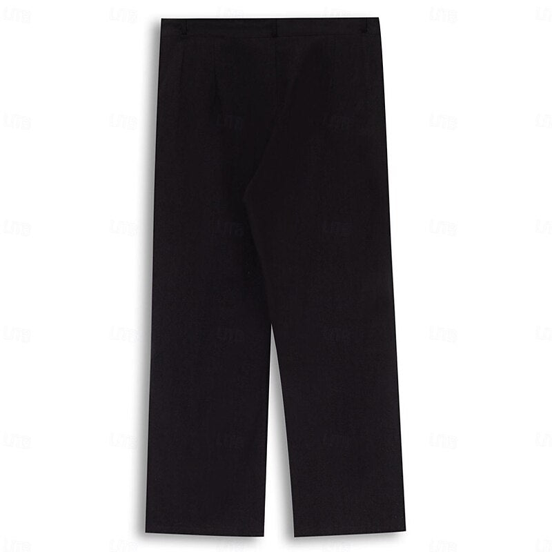 Pleated Drawstring Straight-Leg Beach Pants