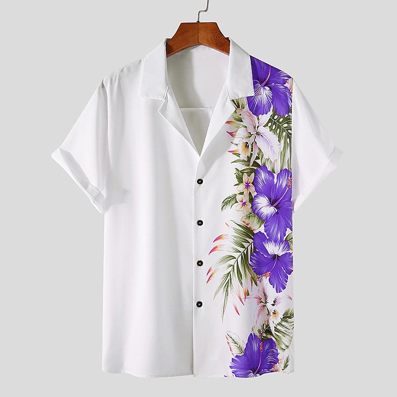 Camisa floral Camisa abotonada Manga corta
