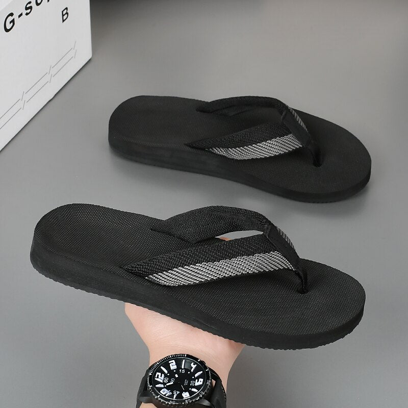 Red Flip-Flops with Black & Gold Stripes