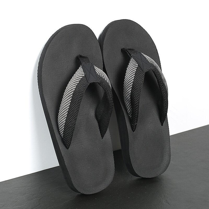 Red Flip-Flops with Black & Gold Stripes