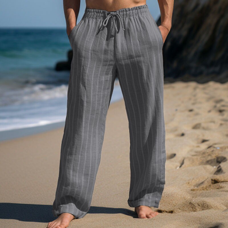 Striped Linen Drawstring Pants