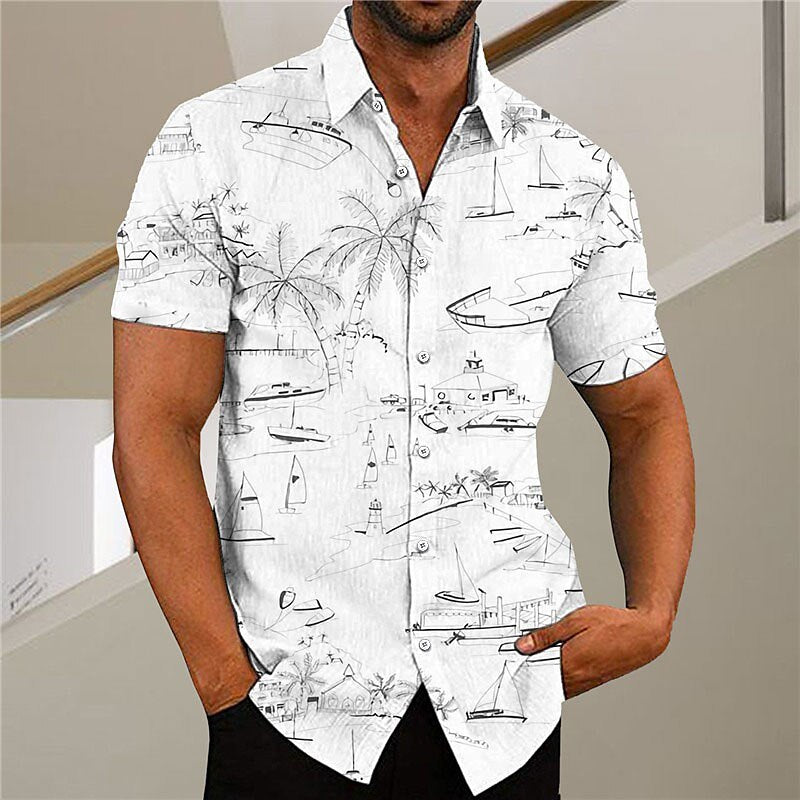 Coconut Tree Graffiti Aloha Shirt