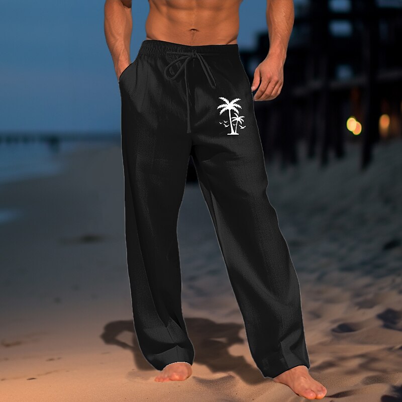 3D Coconut Tree Print Trousers
