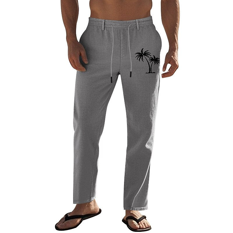 Coconut Tree Linen Beach Pants