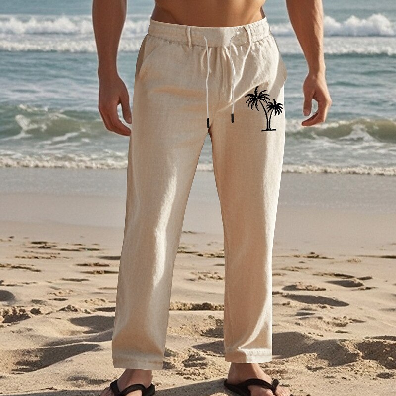 Coconut Tree Linen Beach Pants