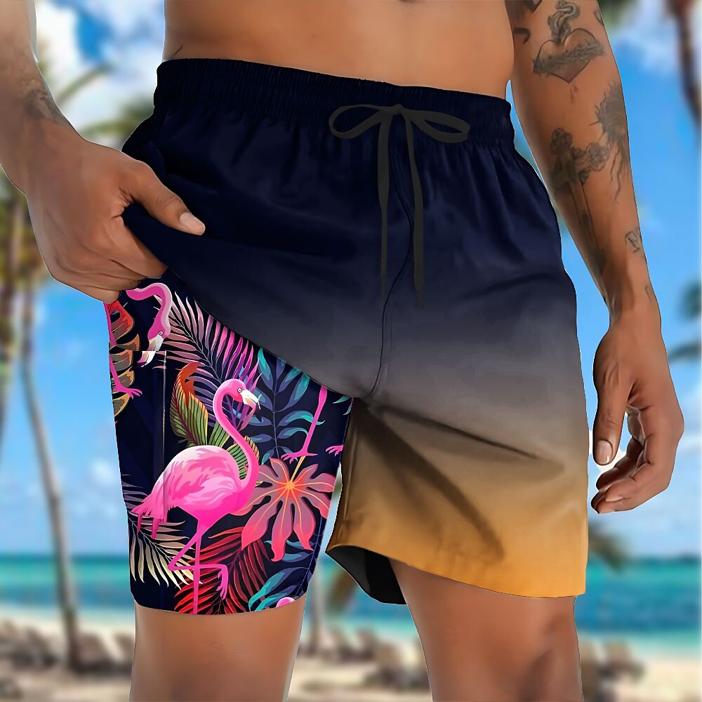 Flamingo Bird 2-in-1 Board Shorts