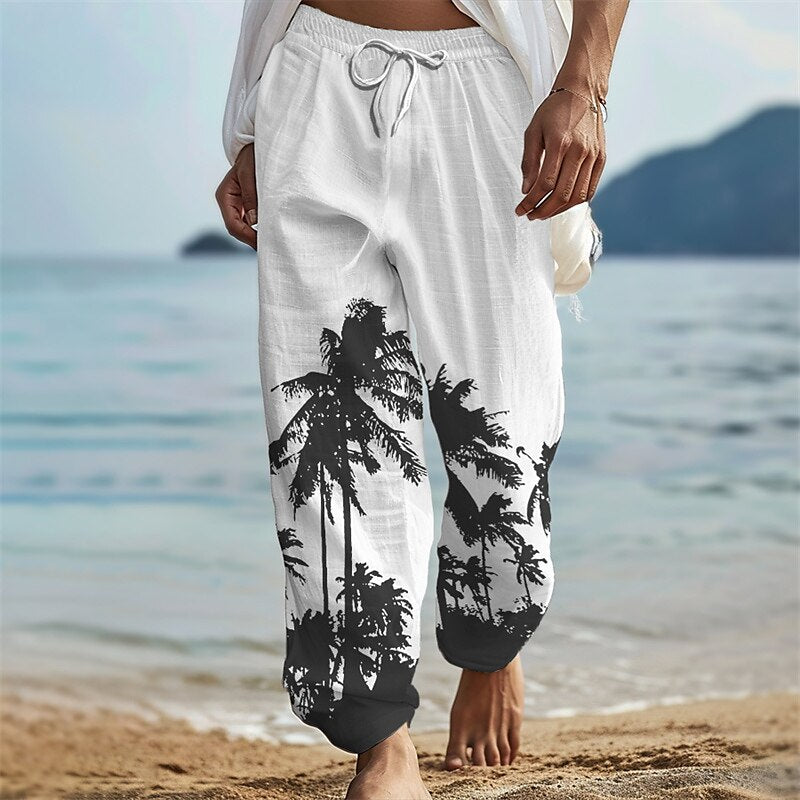 Coconut Tree Linen Baggy Pants