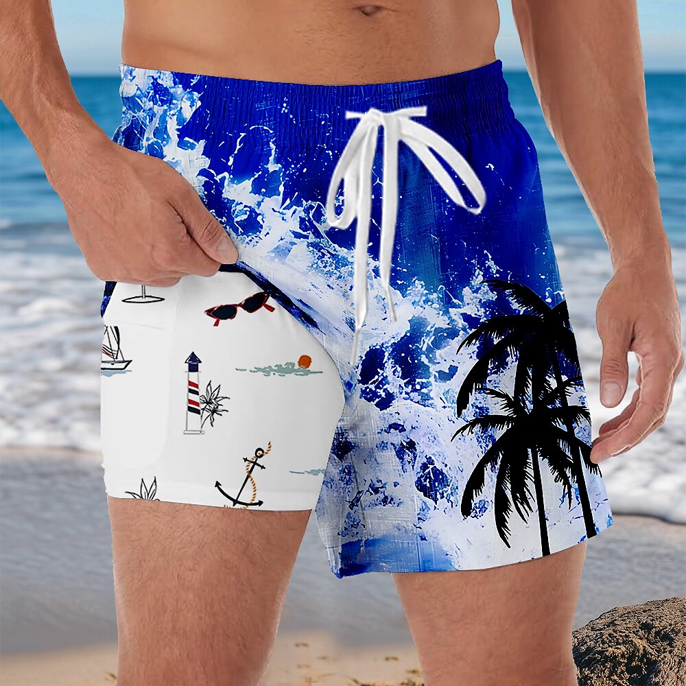 Coconut Tree Ocean 2-in-1 Board Shorts