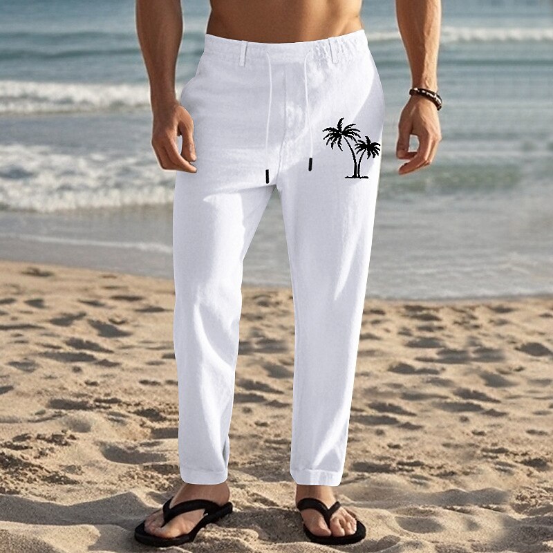 Coconut Tree Linen Beach Pants