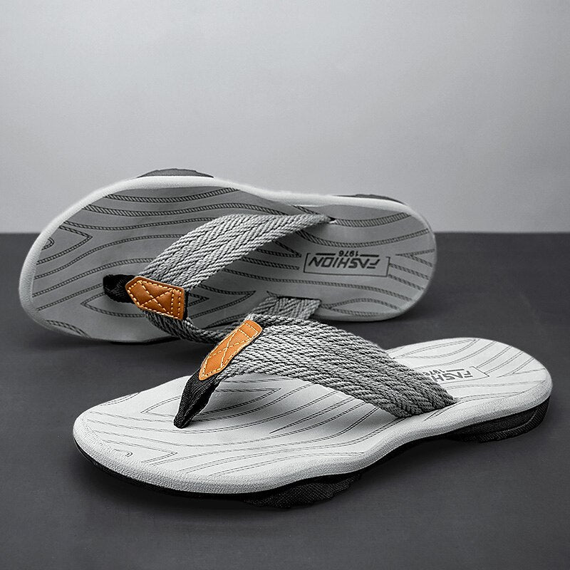 Casual Flip-Flops – Braided Straps & Textured Sole