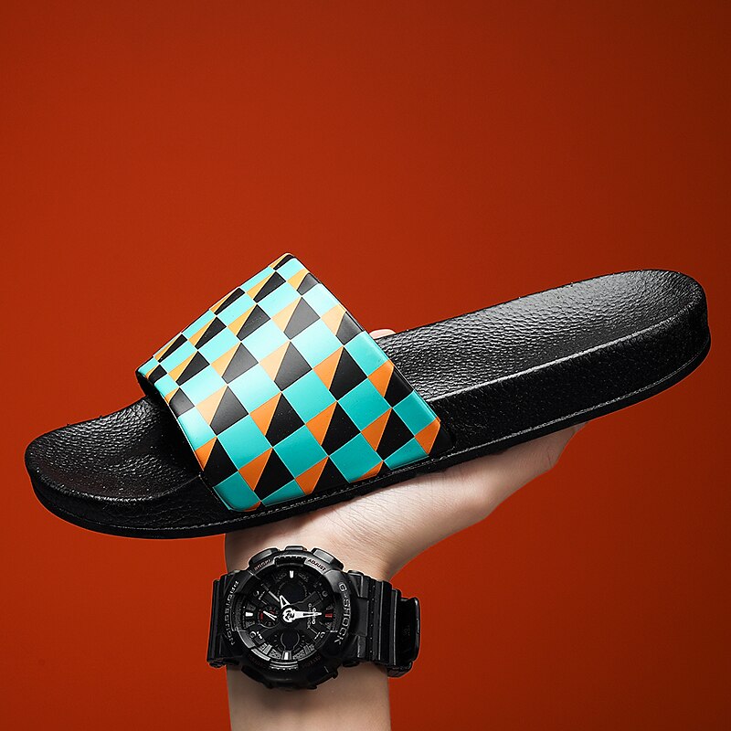 Vibrant Geometric Slide Sandals