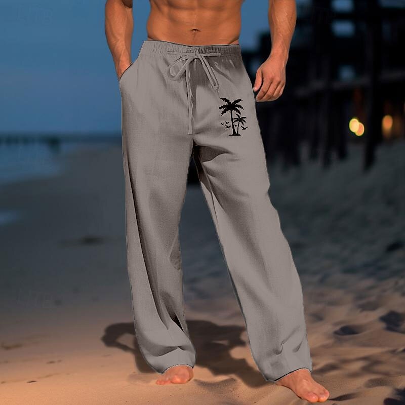 3D Coconut Tree Print Trousers
