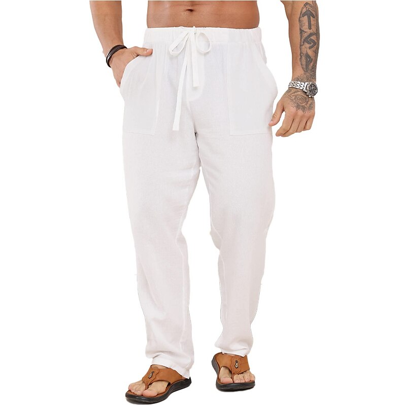 Linen Cotton Blend Beach Pants