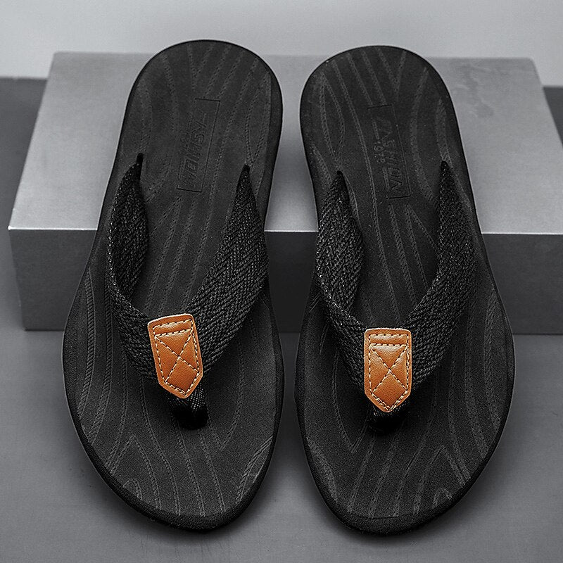 Casual Flip-Flops – Braided Straps & Textured Sole