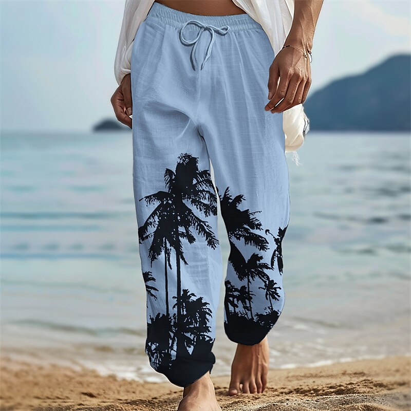 Coconut Tree Linen Baggy Pants