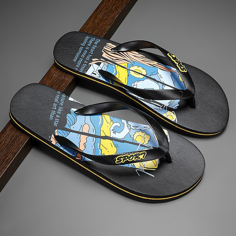 Artistic Flip-Flops – Blue & Yellow Print