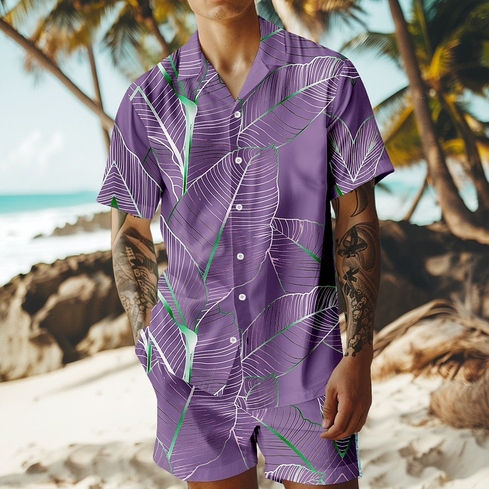Palm Leaf Tropical Plants Shirt Set