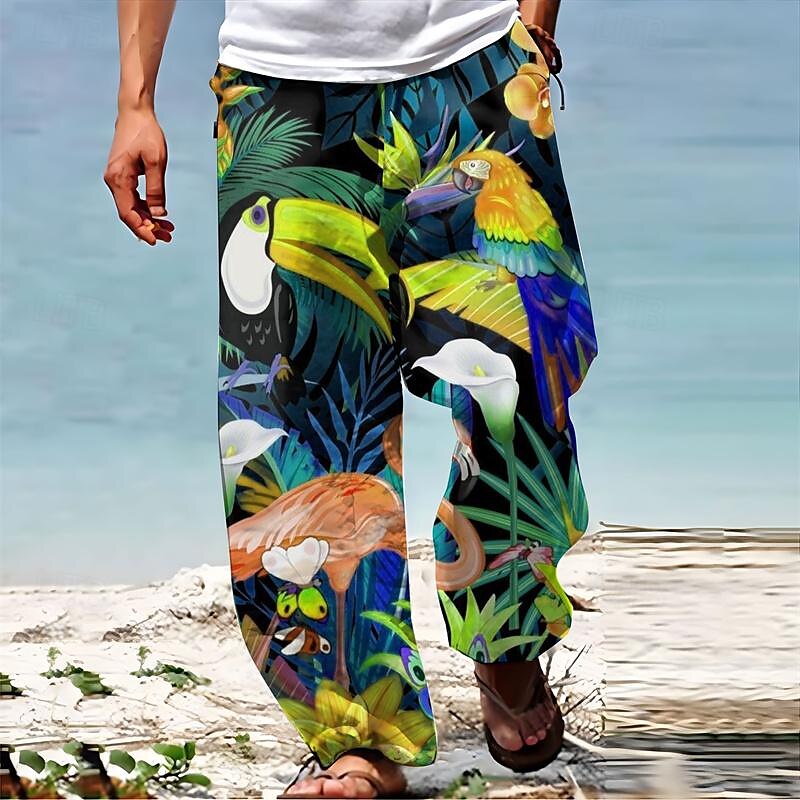 Pantalones casuales con estampado 3D de Parrot Resort