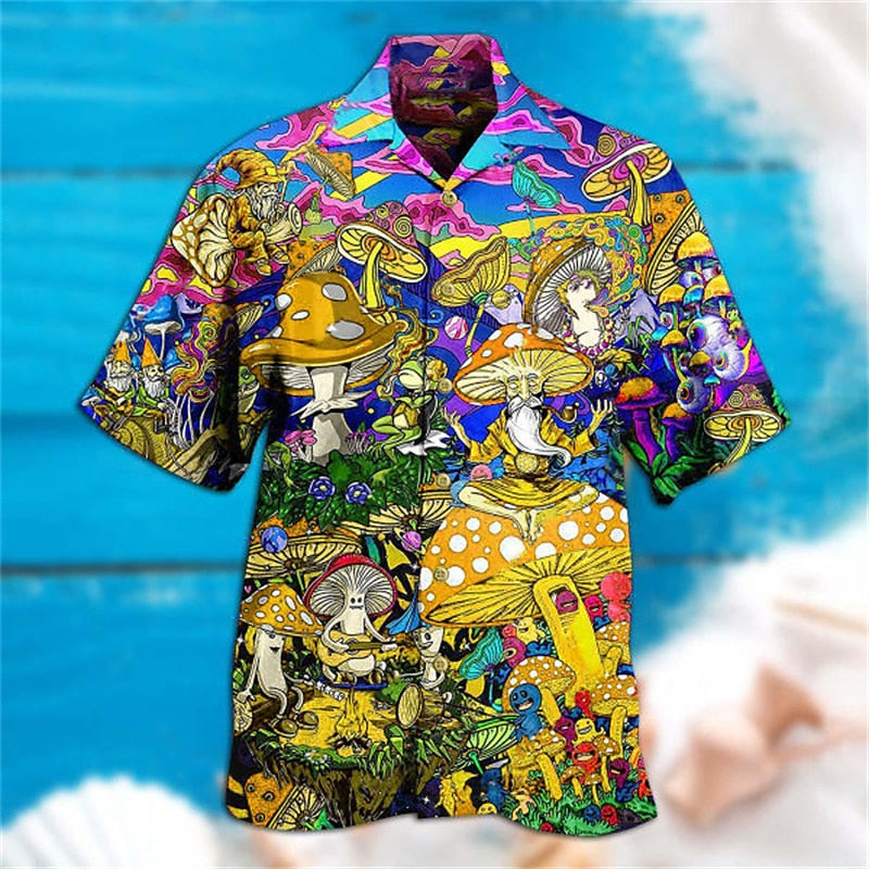 Camisa de hongo Camisa hawaiana de verano Camisa Aloha Camisa