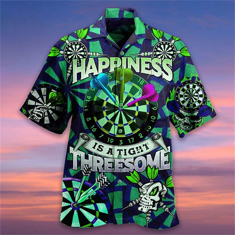 Camisa de dardos Camisa hawaiana de verano Camisa Aloha Camisa de manga corta