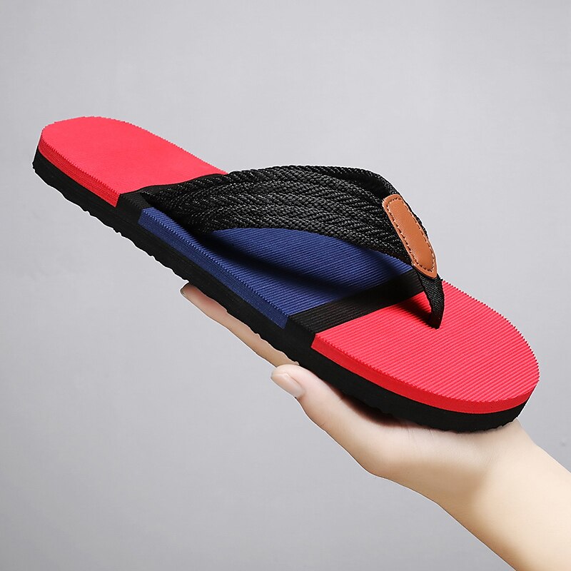 Colorblocked Mesh Strap Flip Flops